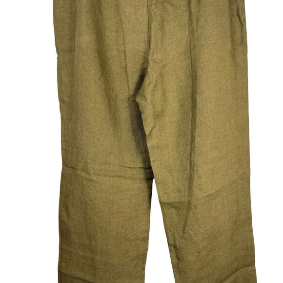 Eileen Fisher Pants Womens Large Olive Green Heavy Linen Straight Leg Natural - Picture 8 of 11